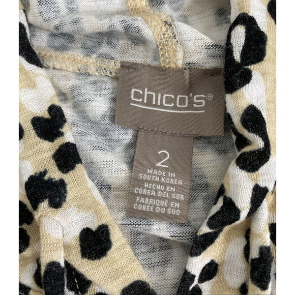 Chico's Top Womens US Size 2 Cheetah Print Pullover Hooded Casual Blouse - Picture 11 of 14